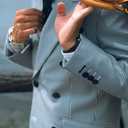 Seersucker Double/ブルー 【結婚式 タキシード】