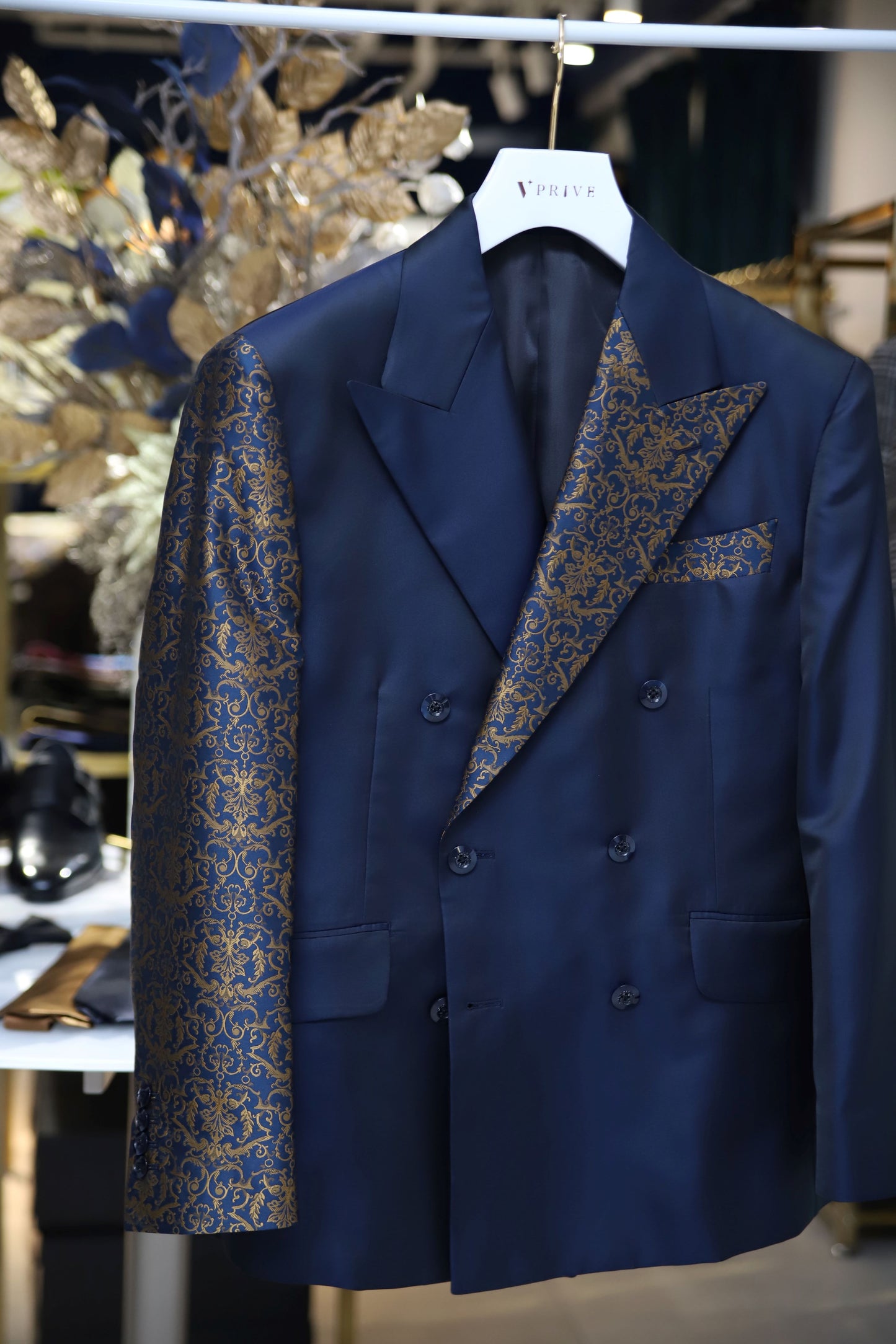 【CORDY特典あり】切り替えデザインネイビースーツ/ベスト付き【結婚式 タキシード オーダーメイド】