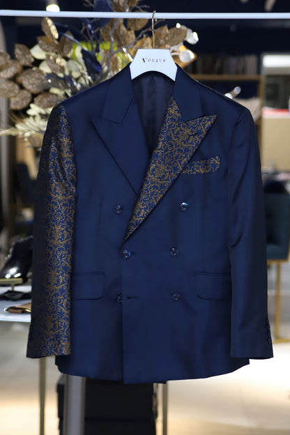 【CORDY特典あり】切り替えデザインネイビースーツ/ベスト付き【結婚式 タキシード オーダーメイド】