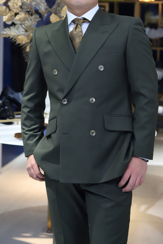 カーキダブルスーツ【結婚式 タキシード オーダーメイド】