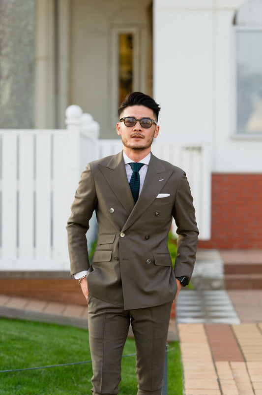 カーキダブルスーツ【結婚式 タキシード オーダーメイド】