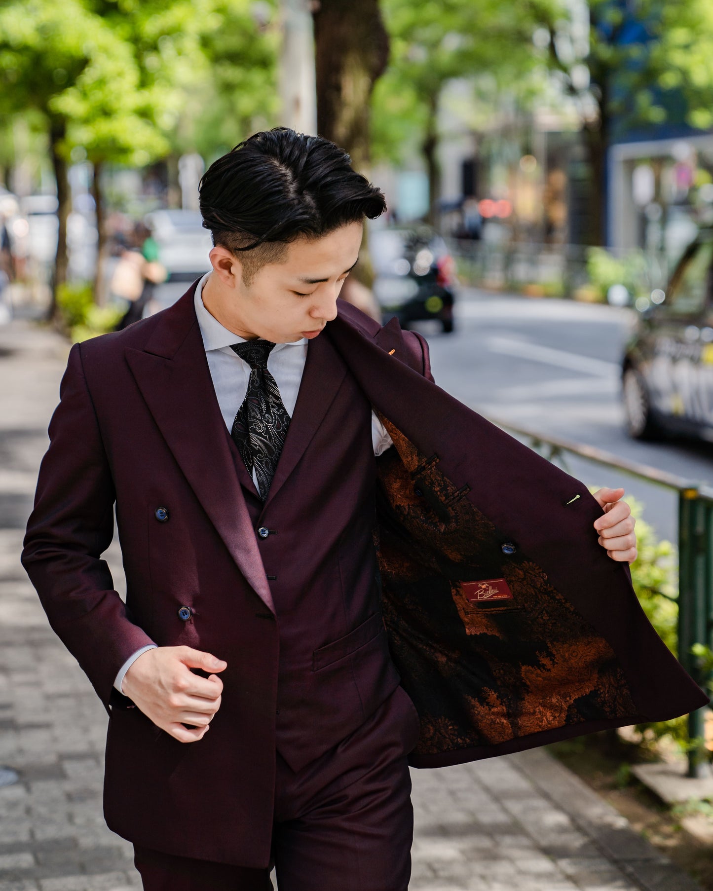 【CORDY特典あり】ワインレッドダブルスーツ/ベスト付き【結婚式 タキシード オーダーメイド】