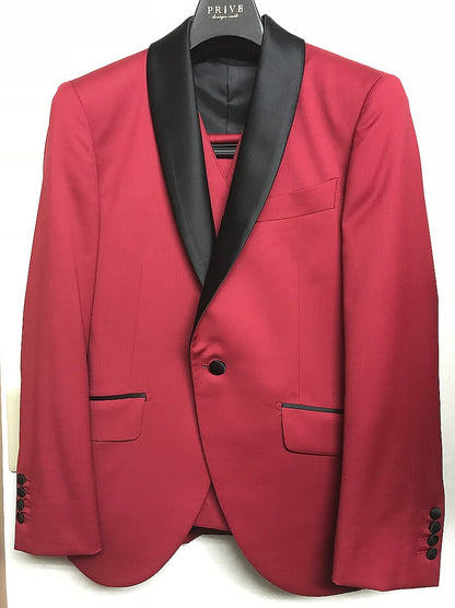 【CORDY特典あり】ベスト付きタキシード/レッド【結婚式 タキシード オーダーメイド】