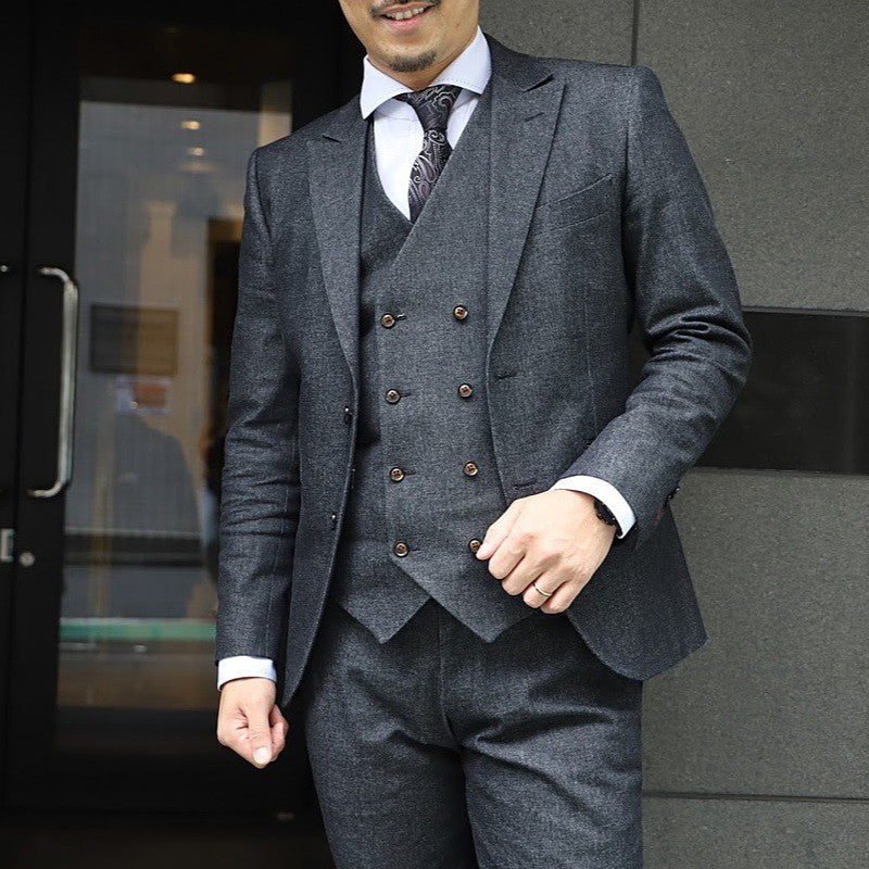 ダブルベスト付きデニムスーツ/ブラック【結婚式 タキシード オーダー