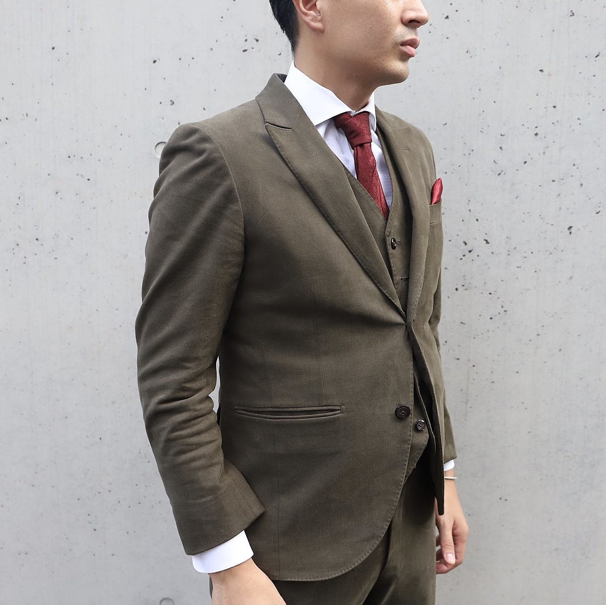 カーキスーツ/ベスト付き【結婚式 タキシード オーダーメイド】