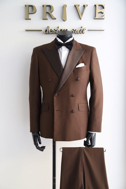 ブラウンダブルタキシード【結婚式 タキシード レンタル】