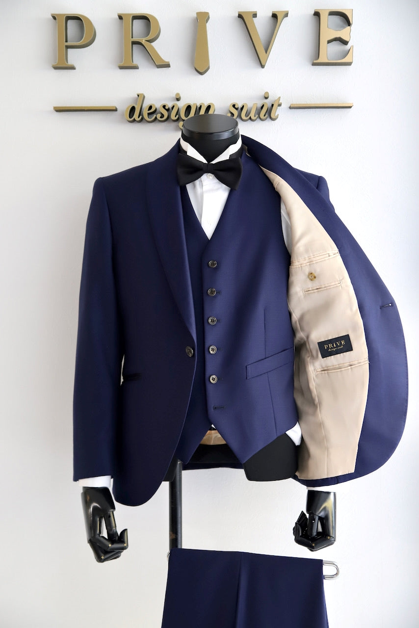 ショールカラースーツ/ネイビー【結婚式 タキシード レンタル】
