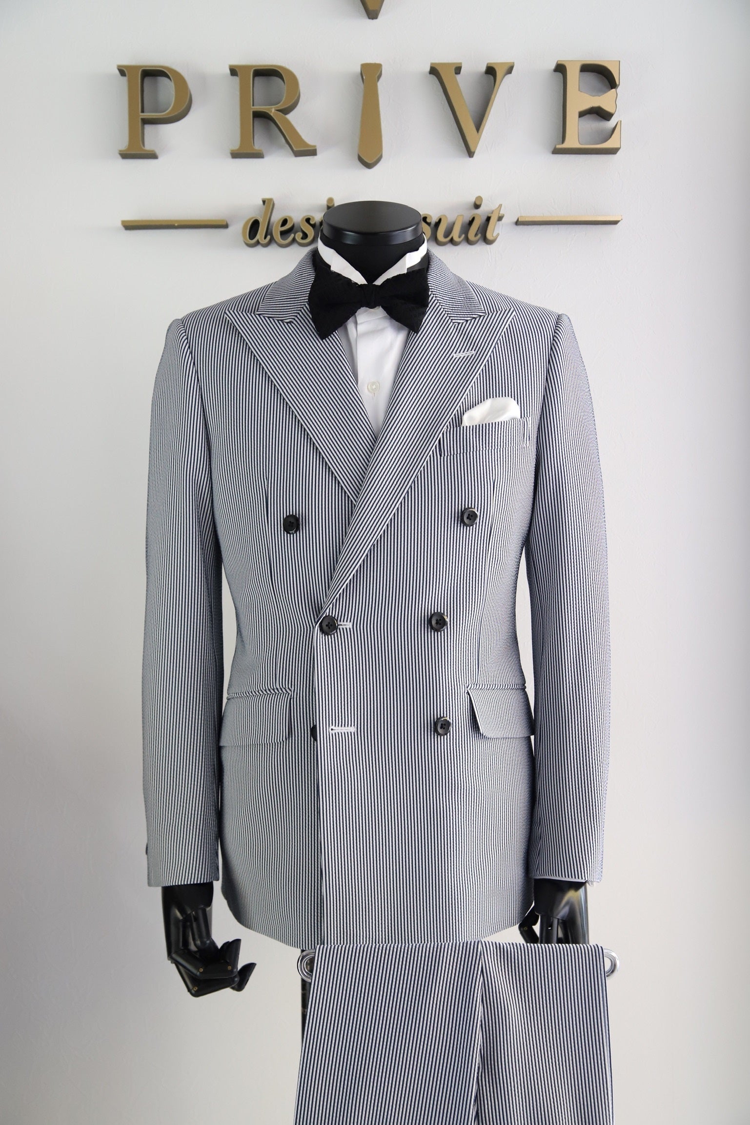 シアサッカーダブルスーツ/ブルー【結婚式 タキシード レンタル