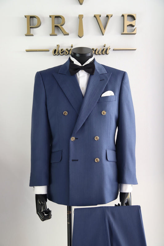 ブルーダブルスーツ【結婚式 タキシード レンタル】