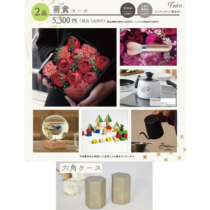 2品選べるギフトカード Toiro 萌黄(もえぎ)コース 六角ケース【結婚式 引き出物 カタログギフト】