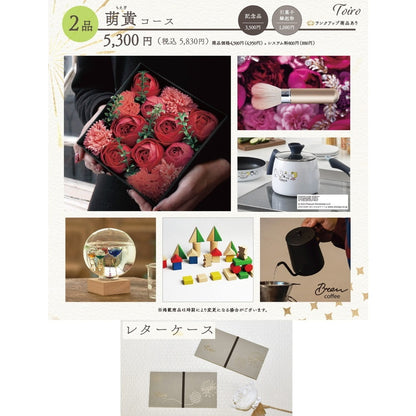 2品選べるギフトカード Toiro 萌黄(もえぎ)コース レターケース【結婚式 引き出物 カタログギフト】