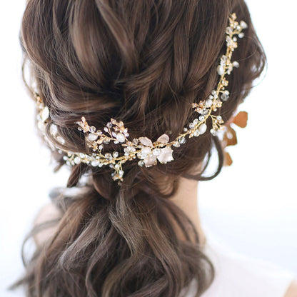 【ヘッドドレス】leaf motif パール小枝アクセサリー ゴールド/ブライダルアクセサリー 【結婚式 ヘアアクセサリー】