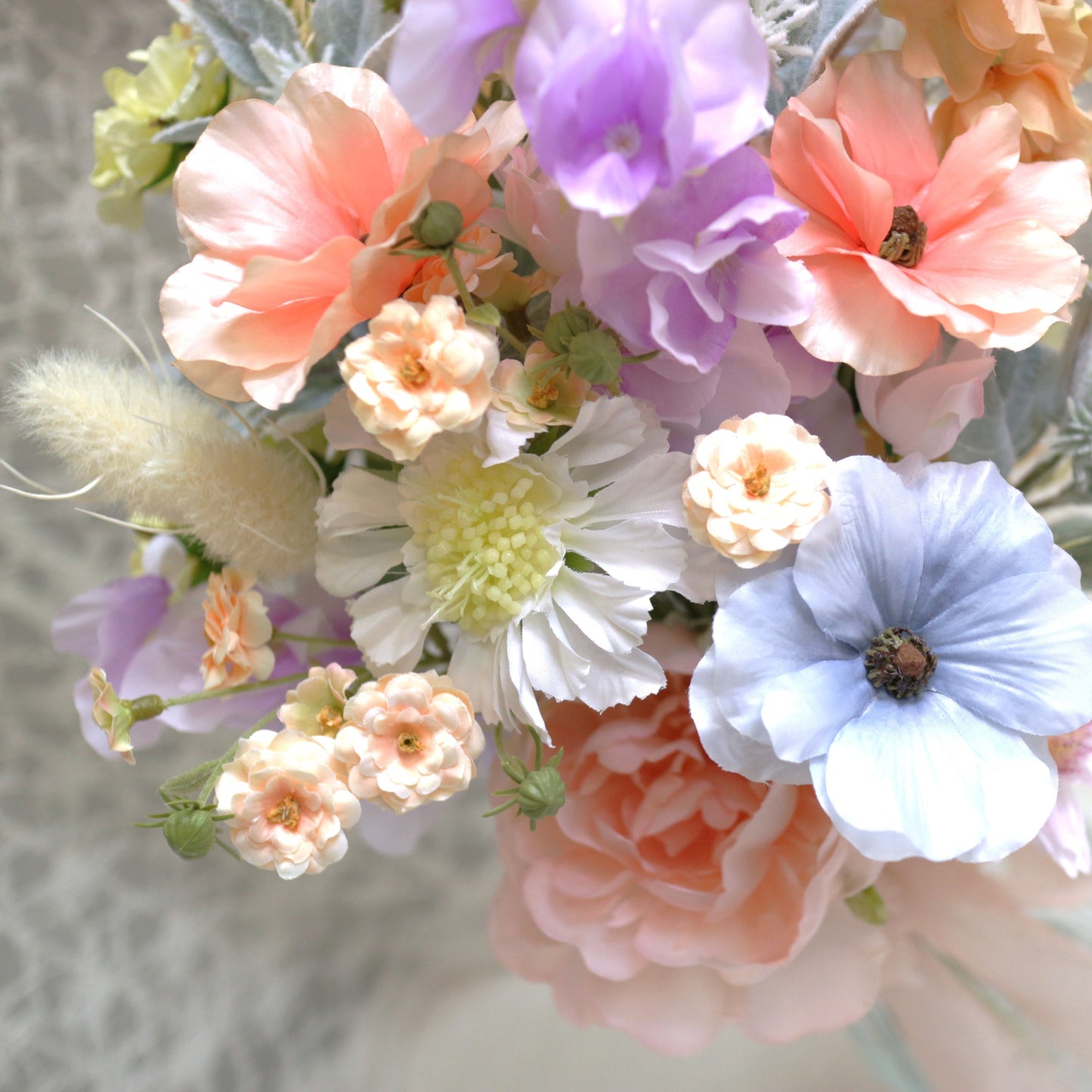 シャーベットカラーのブーケ＆ブートニアset【結婚式　フラワー　造花　ブーケ　ブートニア】