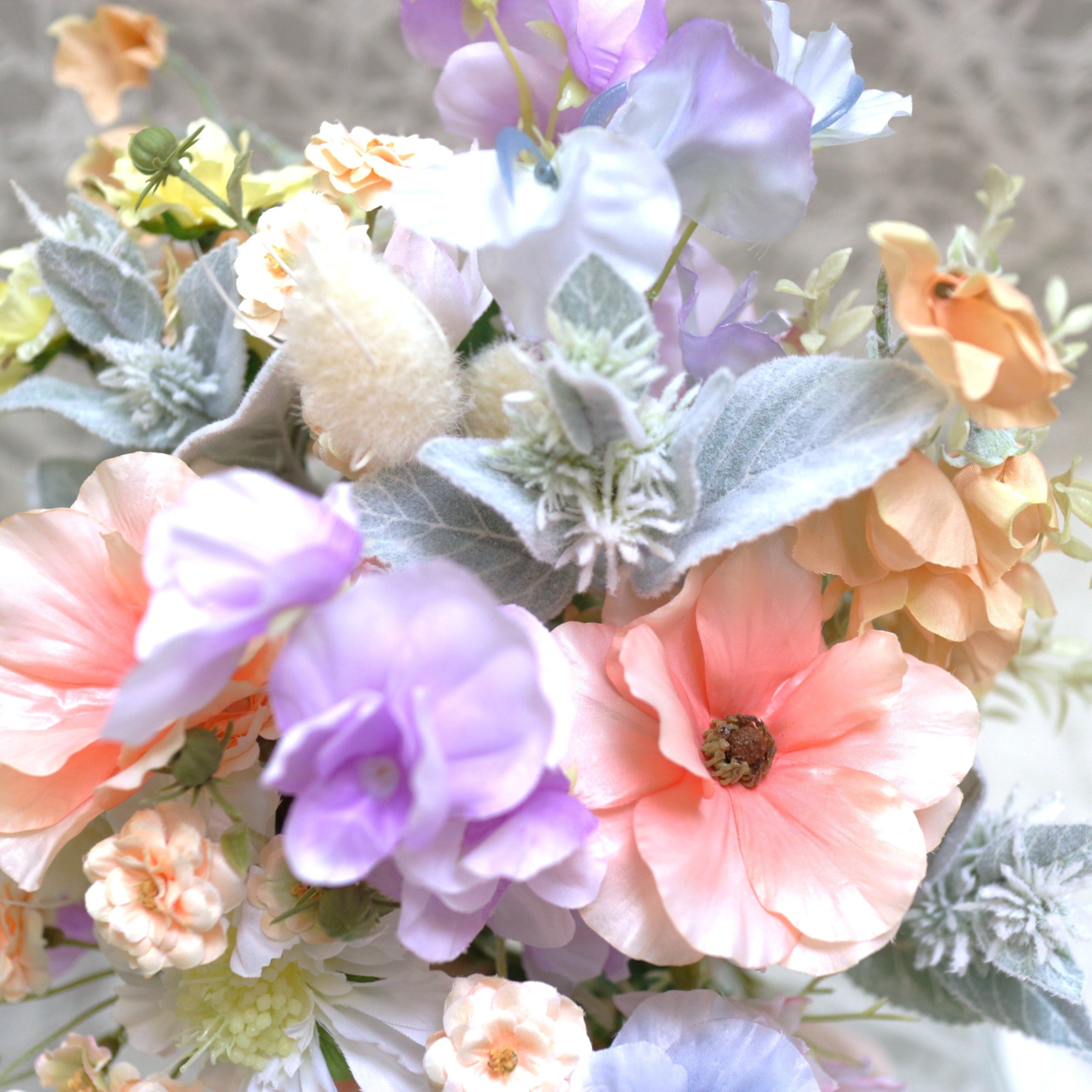 シャーベットカラーのブーケ＆ブートニアset【結婚式 フラワー 造花