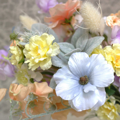 シャーベットカラーのブーケ＆ブートニアset【結婚式　フラワー　造花　ブーケ　ブートニア】
