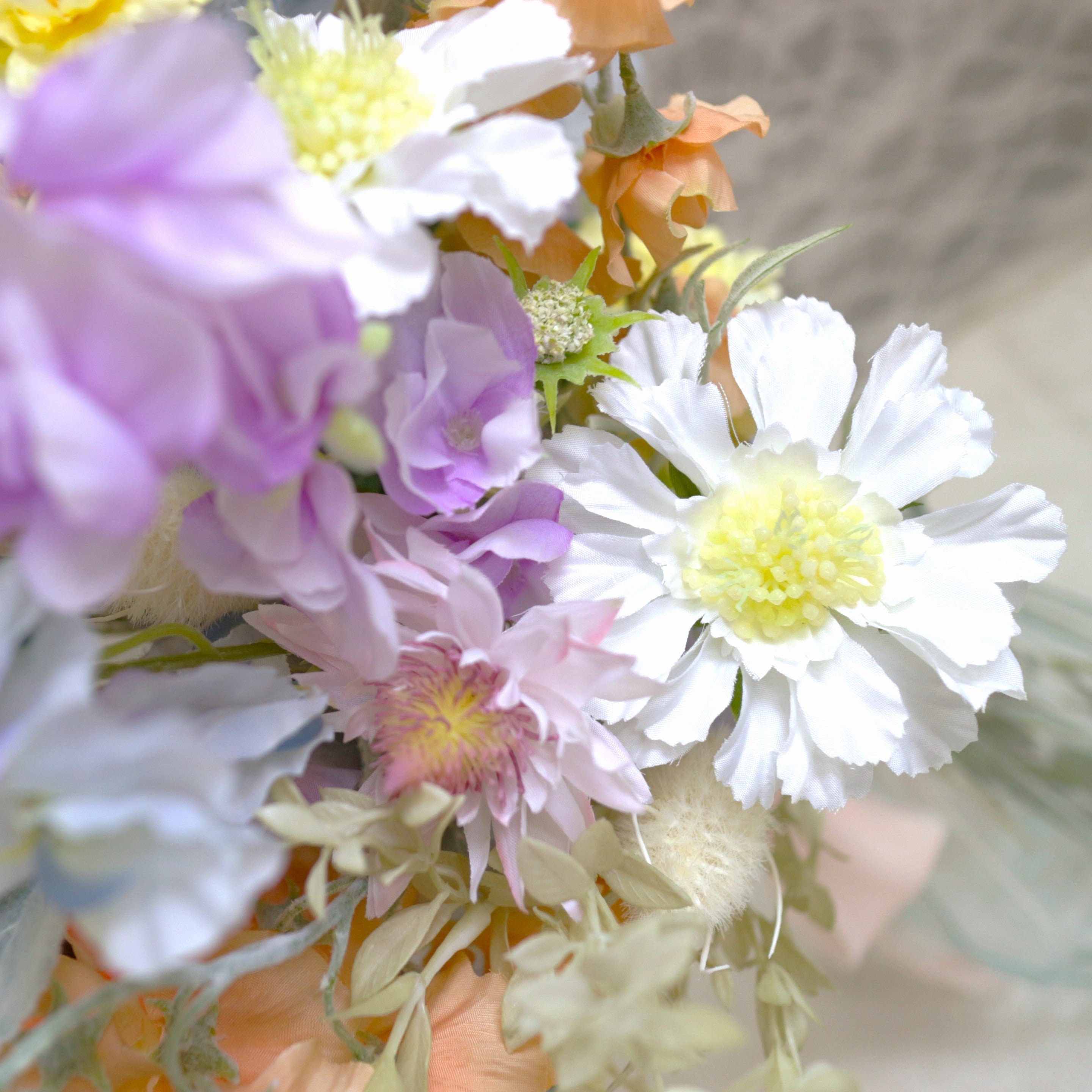 シャーベットカラーのブーケ＆ブートニアset【結婚式 フラワー 造花