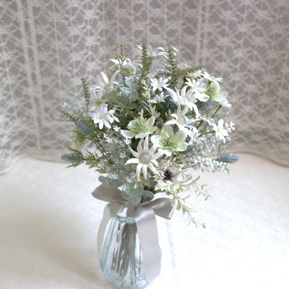 フランネルフラワーとユーカリのブーケ＆ブートニア【結婚式　フラワー　造花　ブーケ　ブートニア】set