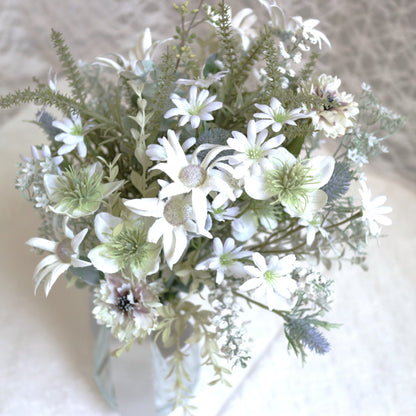 フランネルフラワーとユーカリのブーケ＆ブートニア【結婚式　フラワー　造花　ブーケ　ブートニア】set