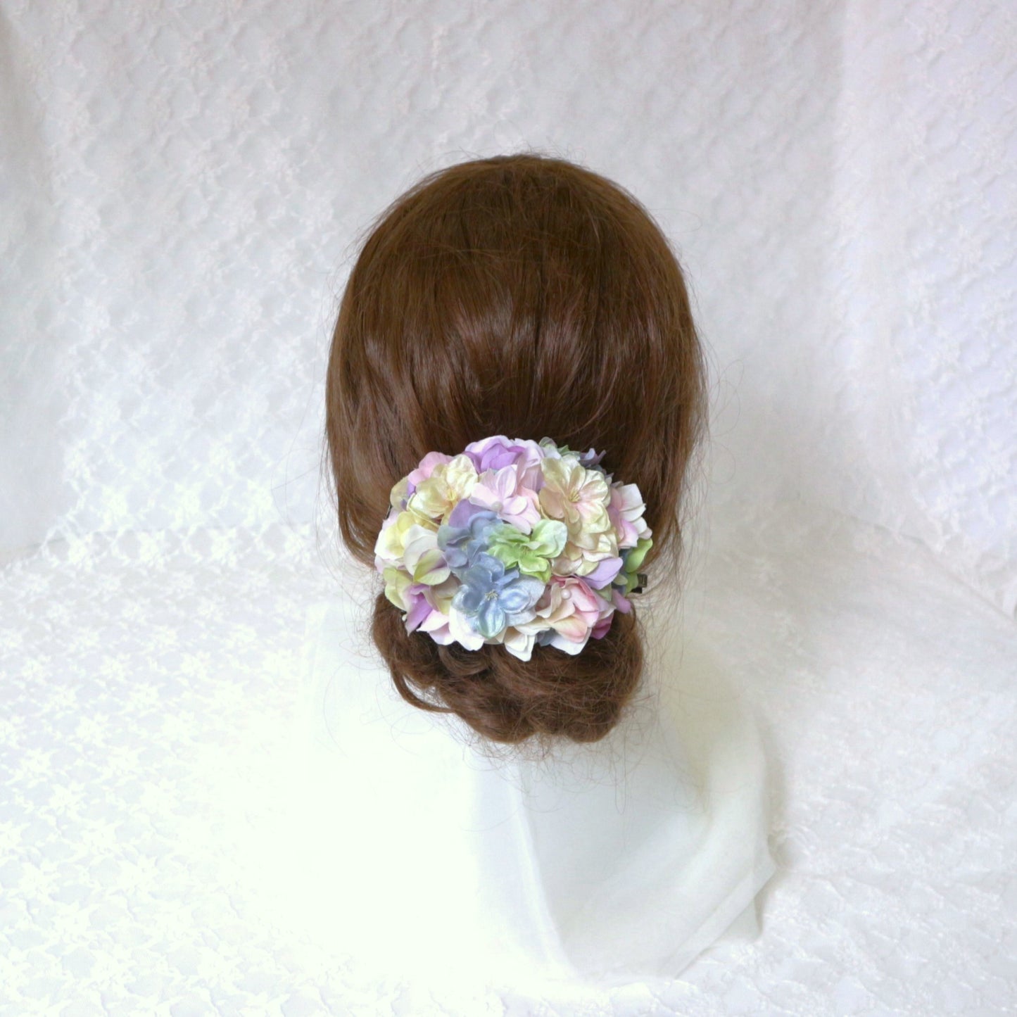 シャーベットカラーのあじさいヘッドドレス【結婚式 アクセサリー ヘッドドレス】