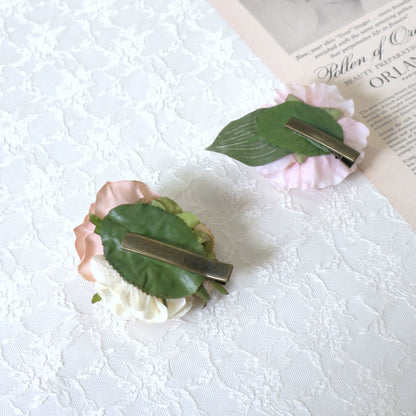 【2点セット】ラナンキュラスとアンティークローズのヘッドドレス【結婚式 アクセサリー ヘッドドレス】