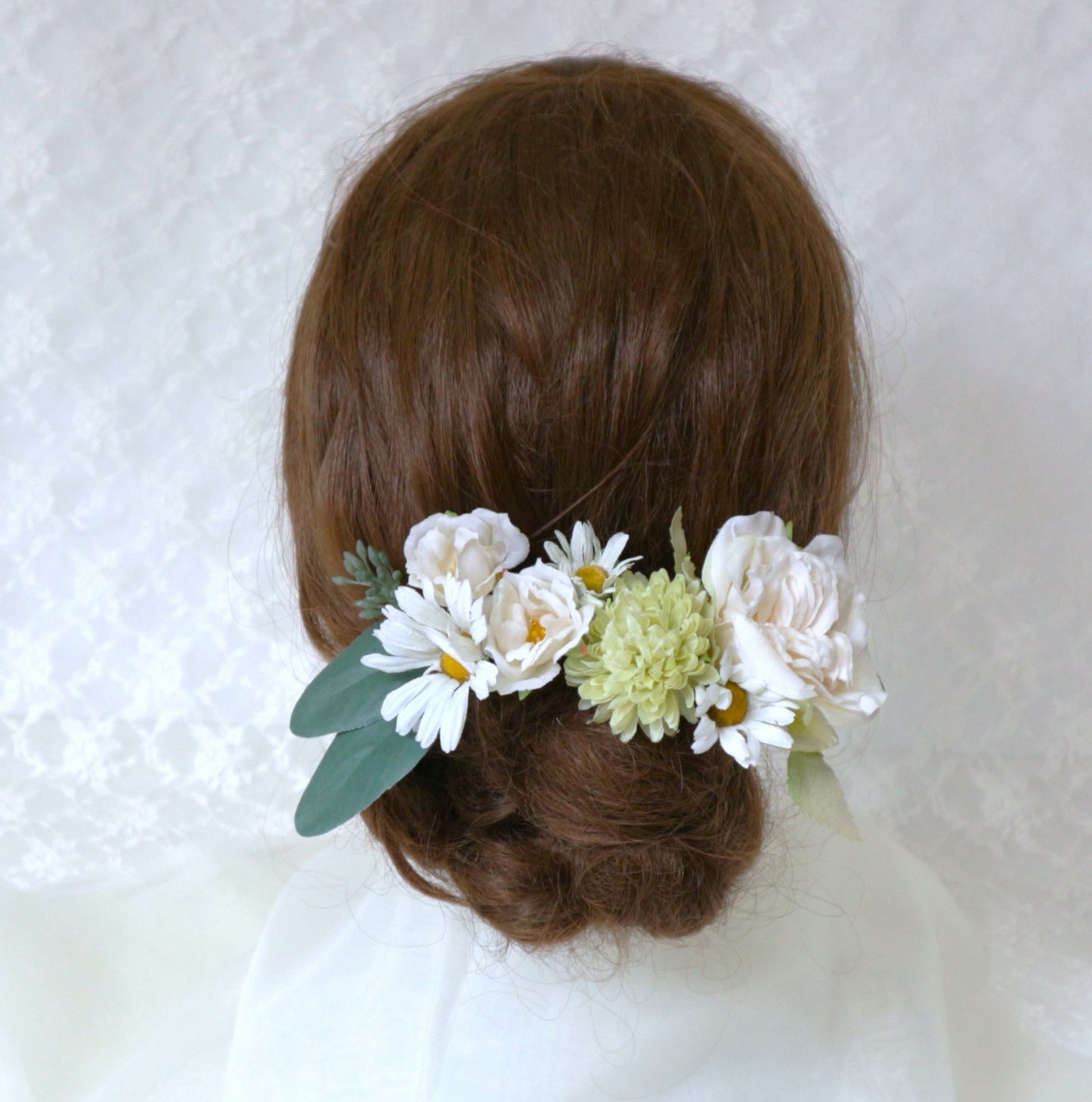 【10点セット】アンティークホワイトとユーカリのナチュラルヘッドドレス【結婚式 アクセサリー ヘッドドレス】
