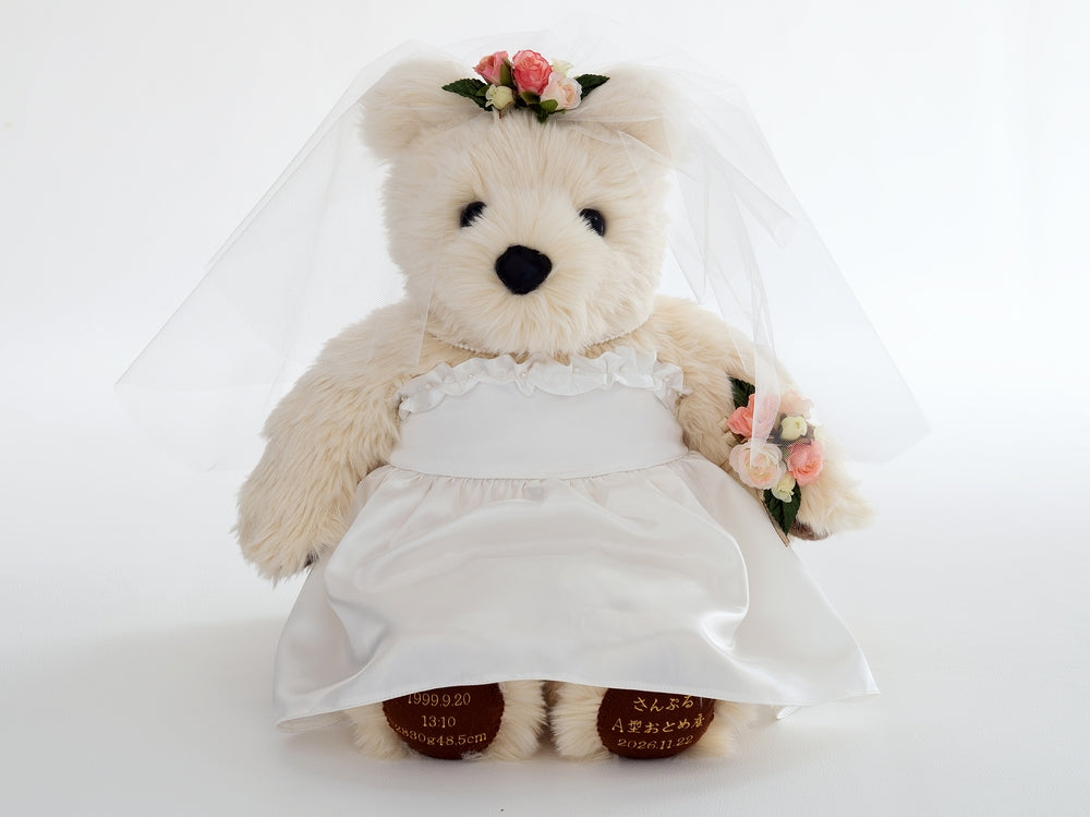 ウェディングベア・ウェディング<洋装> 白ドレス 【結婚式 披露宴 ギフト 両親贈呈品 ウェイトドール】