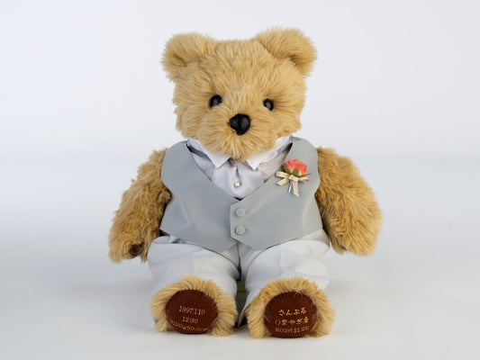 ウェディングベア・ウェディング<洋装> グレーベスト 【結婚式 披露宴 ギフト 両親贈呈品 ウェイトドール】