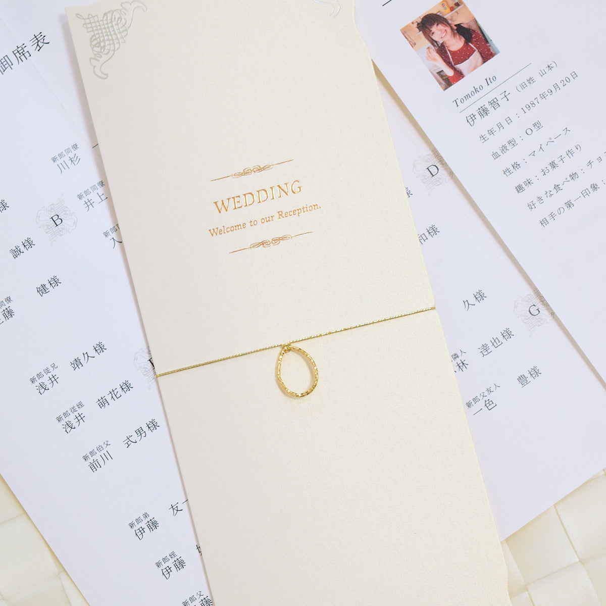 【※席次表+席札セット キャンペーン実施中※】 ウエディングチャーム パール (印刷込み)【結婚式 ペーパー 席次表】