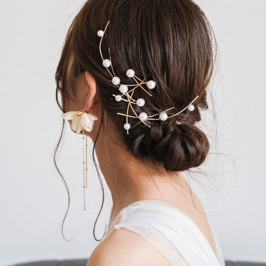 【ヘッドドレス】(2点セット)ブライダルヘッドドレスパールゴールドv51【結婚式 ヘアアクセサリー】