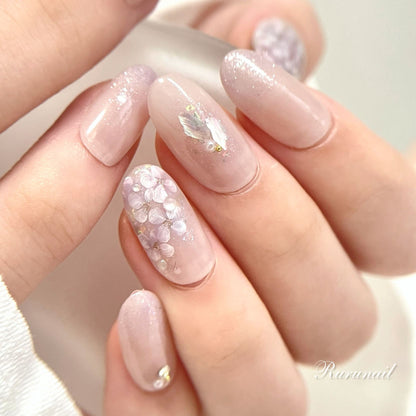 みずみずしい煌めく紫陽花のジューンブライドネイル