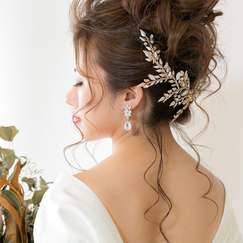 【ヘッドドレス】ボタニカル リーフ&ビジュー ブライダルアクセサリー 【結婚式 ヘアアクセサリー】
