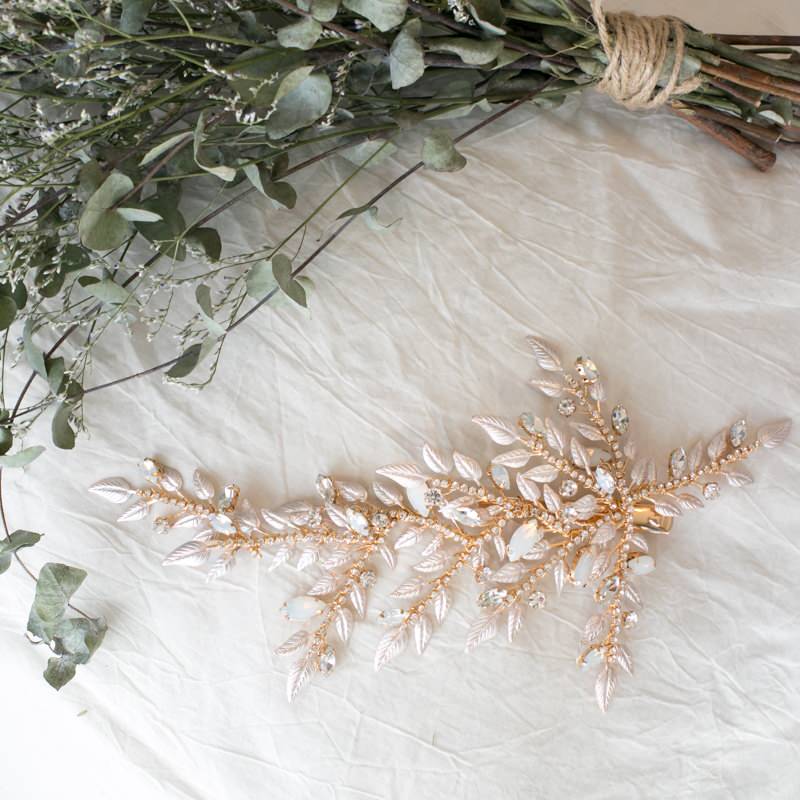 【ヘッドドレス】ボタニカル リーフ&ビジュー ブライダルアクセサリー 【結婚式 ヘアアクセサリー】