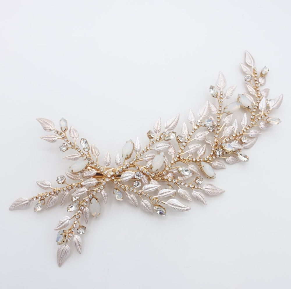 【ヘッドドレス】ボタニカル リーフ&ビジュー ブライダルアクセサリー 【結婚式 ヘアアクセサリー】