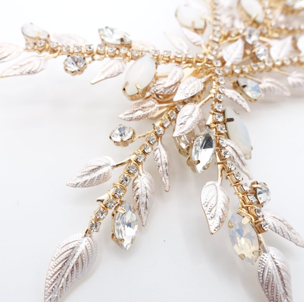 【ヘッドドレス】ボタニカル リーフ&ビジュー ブライダルアクセサリー 【結婚式 ヘアアクセサリー】