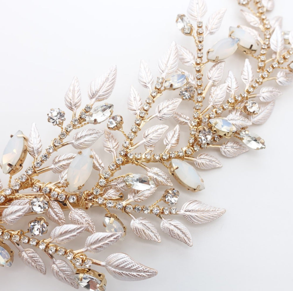 【ヘッドドレス】ボタニカル リーフ&ビジュー ブライダルアクセサリー 【結婚式 ヘアアクセサリー】