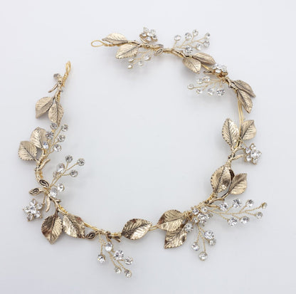 【ヘッドドレス】小枝 リーフ アンティーク ゴールド ブライダルアクセサリー 【結婚式 ヘアアクセサリー】