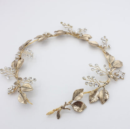 【ヘッドドレス】小枝 リーフ アンティーク ゴールド ブライダルアクセサリー 【結婚式 ヘアアクセサリー】