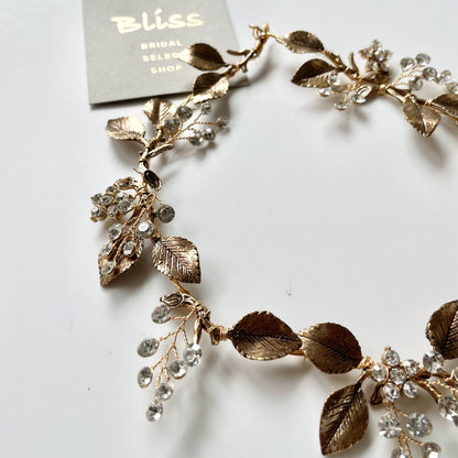 【ヘッドドレス】小枝 リーフ アンティーク ゴールド ブライダルアクセサリー 【結婚式 ヘアアクセサリー】