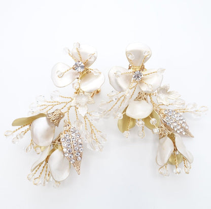 【イヤリング】小枝 メタル フラワー リーフ イヤリング/ブライダルアクセサリー 【結婚式 ピアス イヤリング】