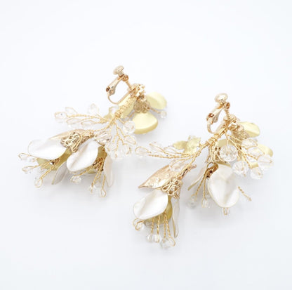 【イヤリング】小枝 メタル フラワー リーフ イヤリング/ブライダルアクセサリー 【結婚式 ピアス イヤリング】