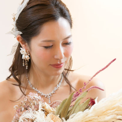 【イヤリング】小枝 フラワークリスタル イヤリング/ブライダルアクセサリー 【結婚式 ピアス イヤリング】