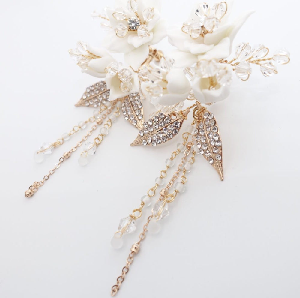 【イヤリング】小枝 フラワークリスタル イヤリング/ブライダルアクセサリー 【結婚式 ピアス イヤリング】