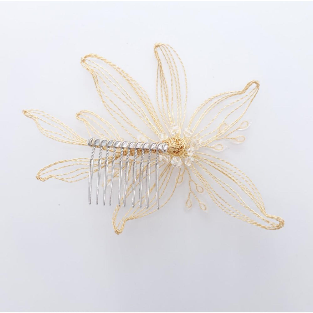 【ヘッドドレス】透かし ゴールド フラワー ブライダルアクセサリー 【結婚式 ヘアアクセサリー】