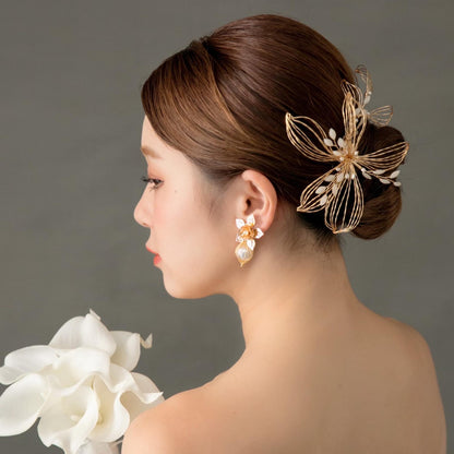 【ヘッドドレス】透かし ゴールド フラワー ブライダルアクセサリー 【結婚式 ヘアアクセサリー】