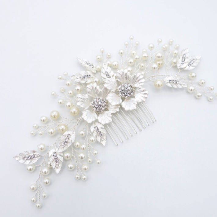 【ヘッドドレス】小枝フラワーパール ブライダルアクセサリー 【結婚式 ヘアアクセサリー】