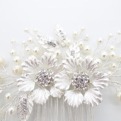 【ヘッドドレス】小枝フラワーパール ブライダルアクセサリー 【結婚式 ヘアアクセサリー】