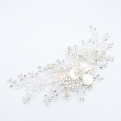 【ヘッドドレス】小枝 メタルレースフラワー&ビジュー ブライダルアクセサリー 【結婚式 ヘアアクセサリー】