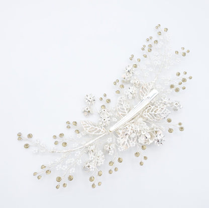 【ヘッドドレス】小枝 メタルレースフラワー&ビジュー ブライダルアクセサリー 【結婚式 ヘアアクセサリー】