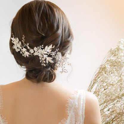 【ヘッドドレス】小枝 ボタニカル リーフ シルバー ブライダルアクセサリー 【結婚式 ヘアアクセサリー】