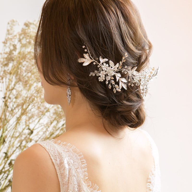 【ヘッドドレス】小枝 ボタニカル リーフ シルバー ブライダルアクセサリー 【結婚式 ヘアアクセサリー】